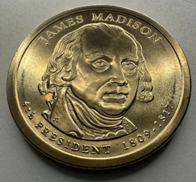 2007-D JAMES MADISON Presidential $1 Dollar Coin UNC from US Mint Satin Set - Image 1 of 4