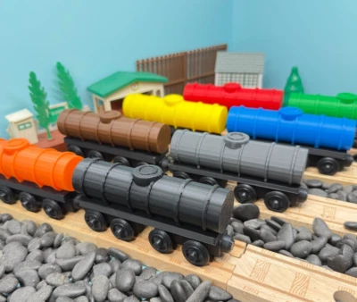 Wooden Railway 2 Fuel Tanker Train Custom Made Thomas Friends Brio Choose Color - Image 1 of 4