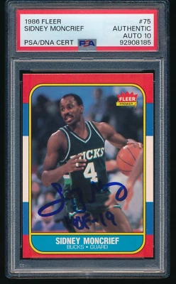 1986 Fleer #75 Sidney Moncrief Signed HOF 19 Insc PSA AUTH/10 AUTO - Image 1 of 2
