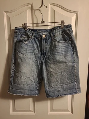 Shorts jeans elástico Natural Reflections Comfort feminino tamanho 12 (32x9) novo com etiquetas - Imagem 1 de 4