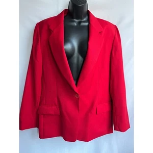 Pendleton 100% Virgin Wool Red Blazer Jacket 16 Career Office One Button 90s 80s - Picture 1 of 10