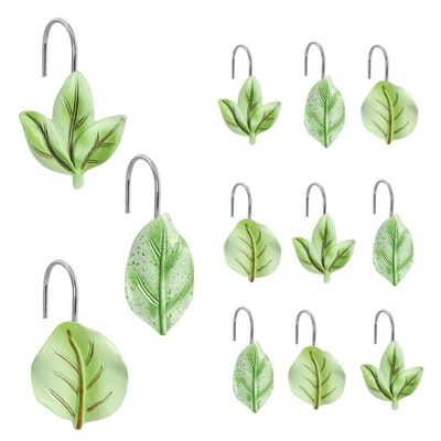 12 PIEZAS Hojas Cortina de Ducha Ganchos Decoración, Verde Salvia Planta Eucalipto Hoja Sta... Foto 1 de 4