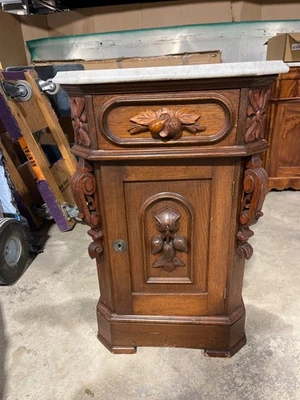 Antique Victorian marble half commode with one top drawer and beautiful detail - Image 1 of 4