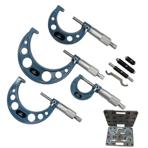 Outside Micrometer Set, MFQNENLK 0-4" Precision Machinist Tools 0.0001in  - Picture 1 of 8