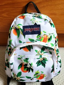 EUC JanSport Half Pint Mini Backpack White with Oranges - Free Shipping! - Picture 1 of 7