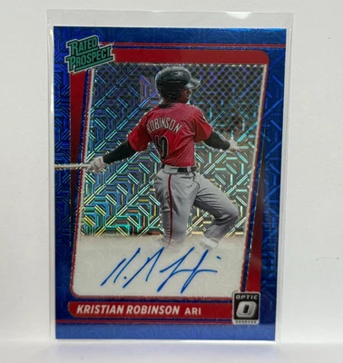 2021 Panini Donruss Optic Blue Mojo Prizm /65 Kristian Robinson #RPS-KR Auto - Image 1 of 3