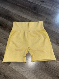 Pantalones Cortos Atléticos Activos Gymshark Flex Cintura Alta Sin Costuras Amarillo Marlón Talla XS - Imagen 1 de 2