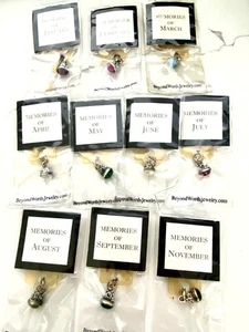 Vintage Jenseits der Worte Silber simulierter Geburtsstein Charms oder Anhänger mit Verschlüssen - Bild 1 von 51