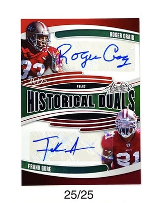 2025 帕尼绝对历史双打罗杰·克雷格·弗兰克·戈尔亲笔签名 25/25 49ers — 第 1/2 张图片