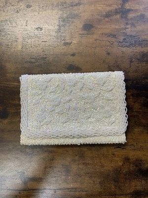 M.M. vintage años 60 Bolso de mano Kane marfil con cuentas y lentejuelas. Bolso de noche o boda.  Foto 1 de 4