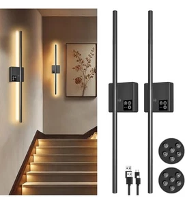 31in Battery Operated Wall Sconces Set of Two, 2700k-6500k Dimmable, 8000mAh - Picture 1 of 10