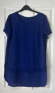 Autograph M&S Womens Blue 100% Silk Short Sleeve Blue Blouse Top Size 12 UK - Picture 1 of 18