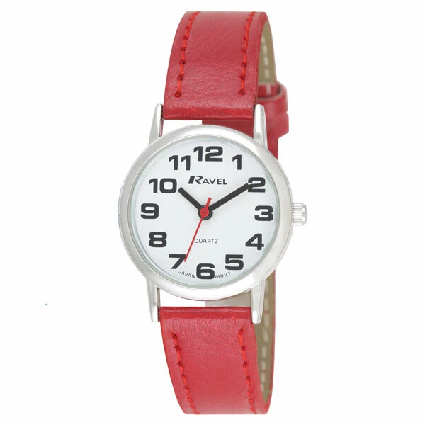 Ravel Unisex Easy Read White Dial & Red Faux Leather Strap Watch R0105.10.1A - Image 1 of 1
