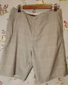 🌊 O’Neill Hybrid Shorts Men’s Size 34x11 Beige Plaid Pockets Casual Beach - Picture 1 of 14