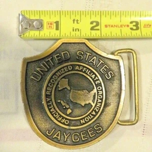 United States Jaycees - Recognized Affiliated Organization - Brass Belt Buckle - Picture 1 of 3