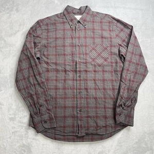Billy Reid Standard Cut Dress Shirt Mens Small S Red Gray Plaid Preppy L/S - Picture 1 of 12