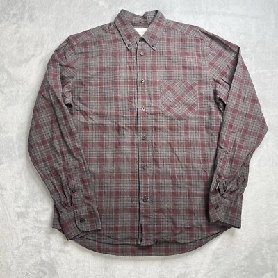 Billy Reid Standard Cut Dress Shirt Mens Small S Red Gray Plaid Preppy L/S Foto 1 de 4