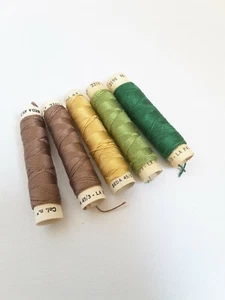 5 x VINTAGE LA PALETA GREEN MINK GOLDEN SILK SEWING THREAD 10 metres each  - Picture 1 of 3