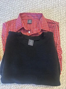 IZOD Christmas Sweater Black Red Button Down Boys Size  XL 14/16 Barely Used Set - Picture 1 of 3