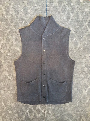 Haggar 背心男式 M 毛衣 - 爷爷 90 年代 Y2K 复古针织口袋 Snap Hi Neck 复古 — 第 1/4 张图片