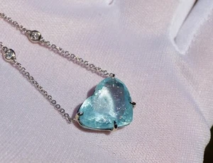 Paraiba Tourmaline Pendant Necklace Diamond Yard Gold 14K GIA Certified 10.21CTW - Picture 1 of 8