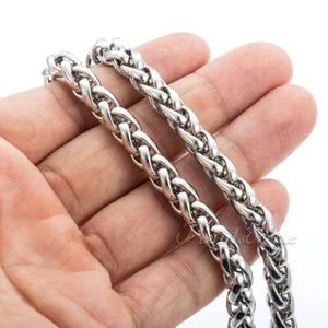 8mm Mens Braided Wheat Franco Necklace Stainless Steel Chain 22inch Heavy - Picture 1 of 5