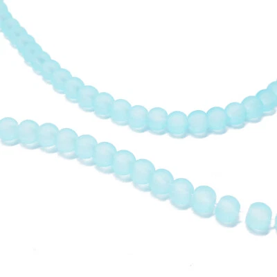 Glasperlen frost rund 4 mm azur blau ca. 200 Perlen Spacer nenad-design - Bild 1 von 4