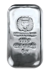 Barra de plata fundida brillante Germania Mint de 1 - 1 oz (¡en mano!) Bonito vertido como sellado💥 - Imagen 1 de 4
