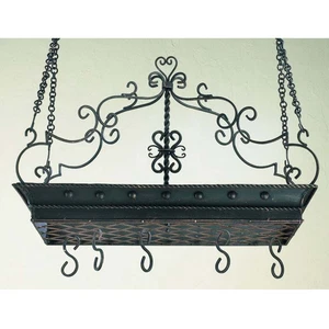 Burnished Gold Wrought Iron Pot Rack - Picture 1 of 3