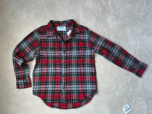 NWT Old Navy Boy’s Small 6-7y plaid flannel SHIRT Holiday Colors - Picture 1 of 12