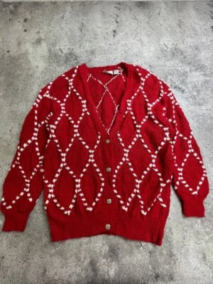 Vintage Nordstrom Town Square Red Knit Cardigan Sweater L Button Up - Image 1 of 4