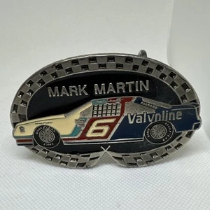 vintage MARK MARTIN BELT BUCKLE #6 Valvoline Ford Thunderbird NASCAR - Picture 1 of 2