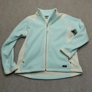 REI Girls XL Full Zip Fleece Jacket Blue Cream Colorblock Pockets Outdoors - Picture 1 of 9