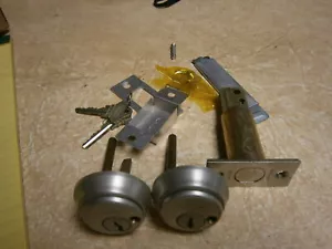 Schlage Commercial Deadbolt Lock Cylinder Pair w/keys USA 1960's 1970's B262P - Picture 1 of 5