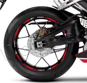 Honda CBR 600RR 1000RR Motorcycle Wheel Rim Sticker Decals Set 17" Red & Black - Picture 1 of 2