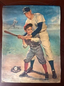 Vintage YANKEES JOE DIMAGGIO BASEBALL Top Wall Calendar Mexican Mayo From 50´s - Picture 1 of 13