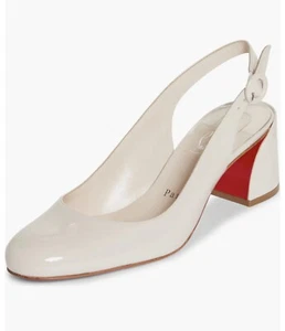 Christian Louboutin So Jane 55MM Patent Leather Slingback 40 In Leche - Picture 1 of 19
