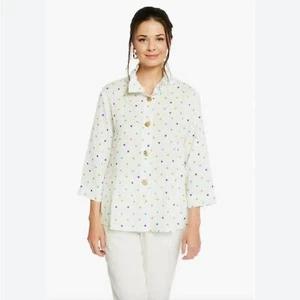 Fridaze Linen Flora Jacket Top Polka Dots Size XS - Picture 1 of 8