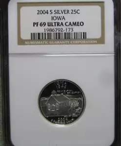 2004-S Iowa SILVER Statehood Quarter NGC Proof-69 Ultra Cameo ---- #704B - Picture 1 of 4