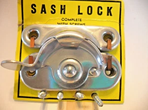Vintage Nos Chrome / Steel Window Sash Lock Crescent Shape w Thumb Turn - Picture 1 of 10