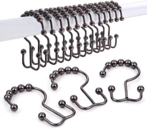 Paquete de 12 anillos de cortina de ducha de metal juego de rodillos de doble deslizamiento para baño - Imagen 1 de 6