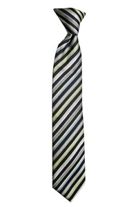 Bergamo Boys' 100% Silk Striped Neck Tie Green Blue Multi 2 3/4" x 14 1/2" - Picture 1 of 2