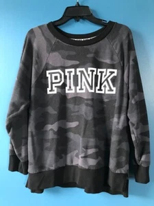 Victoria's Secret Pink Women’s Long Sleeve Sweatshirt Size Medium Gray Camo - Picture 1 of 7