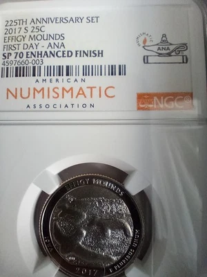 225th Anniversary Set 2017 s 25c EFFIGY MOUNDS First Day-  SP 70 Enhanced Finish - Image 1 of 2