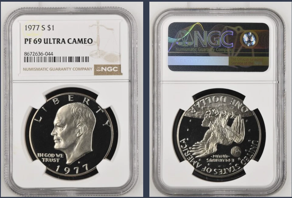 1977 S Eisenhower IKE CLAD Dollar NGC PF69 ULTRA CAMEO PR69 DCAM - Image 1 of 1
