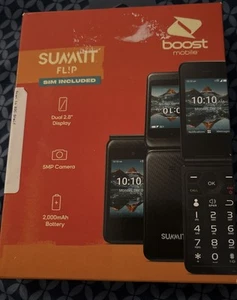 New/Sealed - Boost Mobile Summit Flip, 8GB, Black - Prepaid Phone -Sim Included - Picture 1 of 3