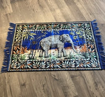 Vintage Velvet Feel Elephant Tapestry Boho Fringe - Image 1 of 4