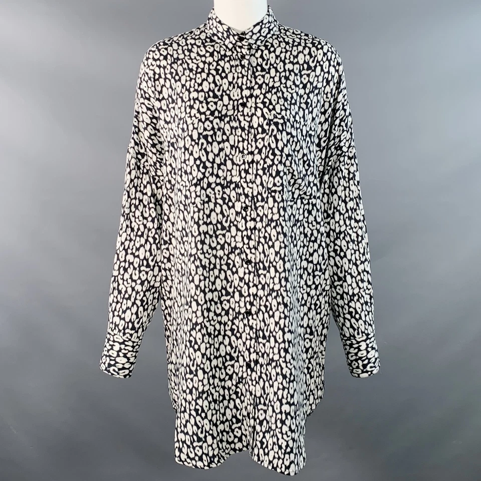 Camisa IRO Talla 4 Negro Blanco Rayón Estampado Animal Dos Bolsillos Foto 1 de 4