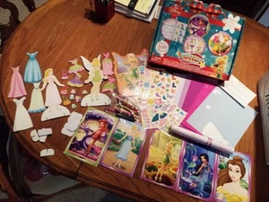 Disney Princess Stickers Cinderella Tinkerbell Paper Dolls Tara activities Kit - Picture 1 of 12