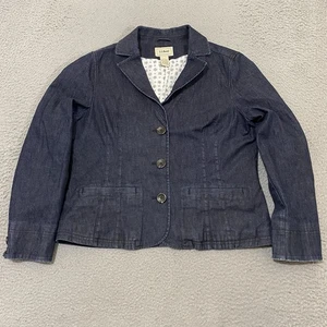 L.L. Bean Jeansblazer Damen 14 Reg Blau Blumen Gefüttert Jacke 0KCU6 - Bild 1 von 14